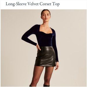 Velvet Corset Top Abercrombie & Fitch Navy SMALL